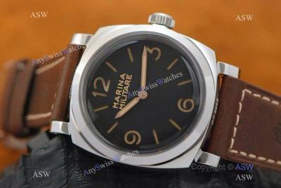 Swiss Grade Knokoff Panerai Marina Militare Watch Stainless Steel Brown Leatner